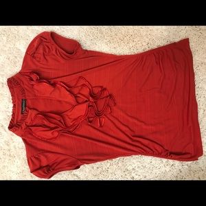Red- orange ruffle top